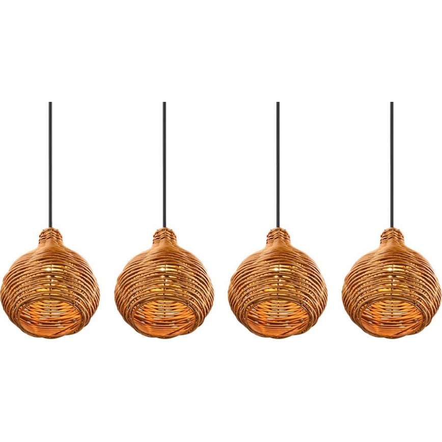 Reality - Kábelen függő csillár SPROUT 3xE14/40W/230V barna/rattan