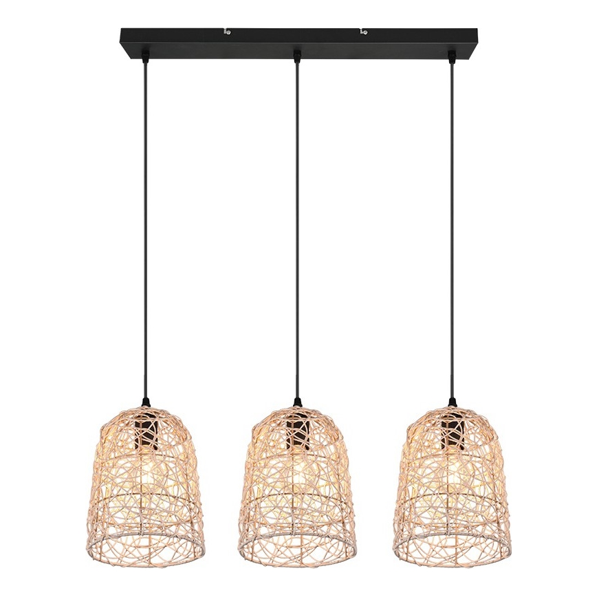 Reality - Kábelen lógó csillár LOVIS 3xE27/40W/230V fekete