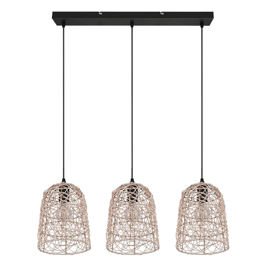 Reality - Kábelen lógó csillár LOVIS 3xE27/40W/230V fekete