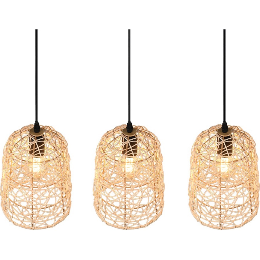 Reality - Kábelen lógó csillár LOVIS 3xE27/40W/230V fekete