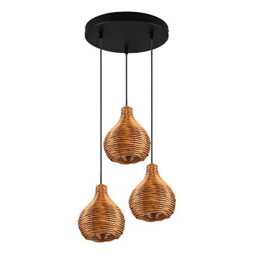 Reality - SPROUT kábeles függőlámpa 3xE14/40W/230V barna/rattan