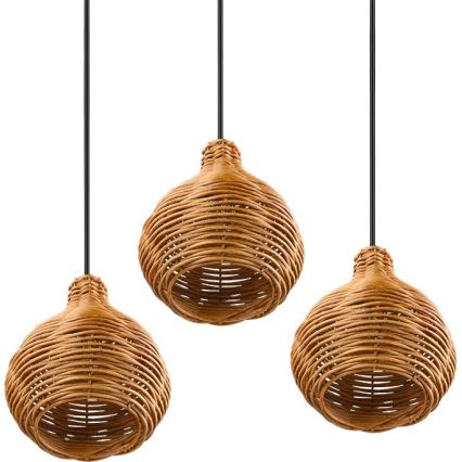 Reality - SPROUT kábeles függőlámpa 3xE14/40W/230V barna/rattan