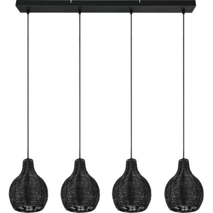 Reality - SPROUT zsinóros csillár 4xE14/30W/230V fekete/rattan