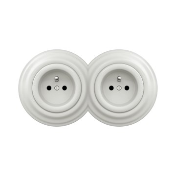 Reblig - Dupla retro fali dugalj, kerettel, 230 V, kerámiafehér