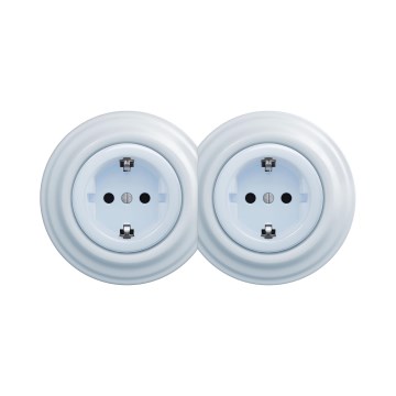Reblig - Dupla retro fali dugalj kerettel SCHUKO 230V kék