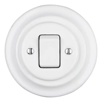 Reblig - Porcelán retro egypólusú kapcsoló 7-es kerettel, fehér