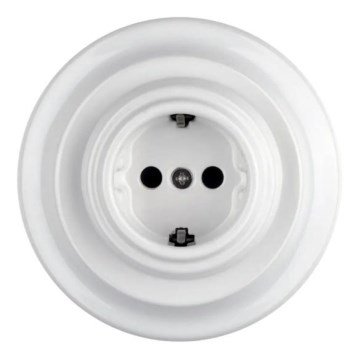 Reblig - Porcelán retró fali aljzat kerettel SCHUKO 250V/16A fehér