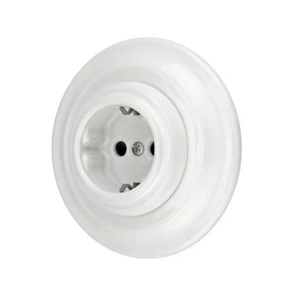 Reblig - Porcelán retró fali aljzat kerettel SCHUKO 250V/16A fehér