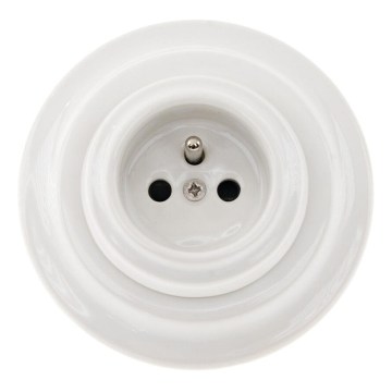 Reblig - Porcelán retro fali dugalj kerettel 250V/16A fehér