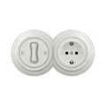 Reblig - Retro egypólusú kapcsoló (1) és SCHUKO 230V aljzat kerámia kerettel, fehér