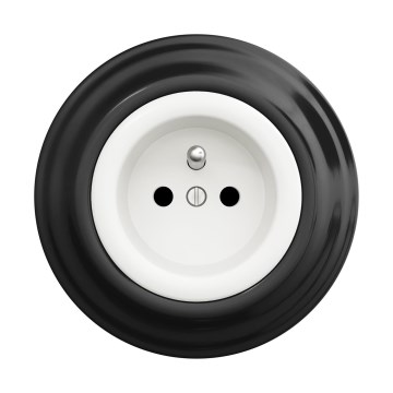 Reblig - Retro háztartási konnektor kerettel 230 V hófehér/fekete