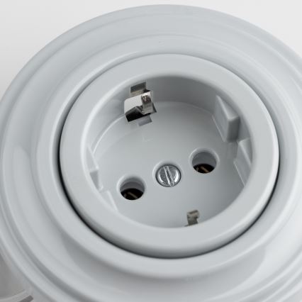 Reblig - Retro háztartási konnektor kerettel SCHUKO 230V/16A szürke