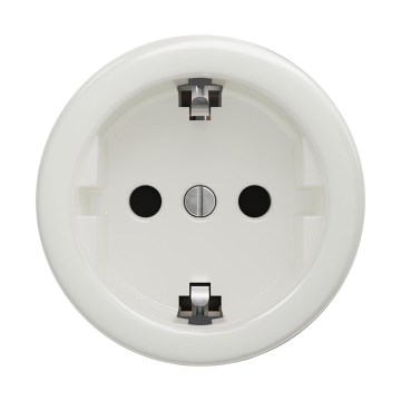 Reblig - Retro háztartási SCHUKO konnektor keret nélkül 230V/16A, fehér kerámia