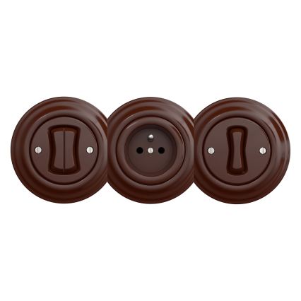 Reblig - Retro, keret nélküli háztartási SCHUKO aljzat 230V/16A, barna