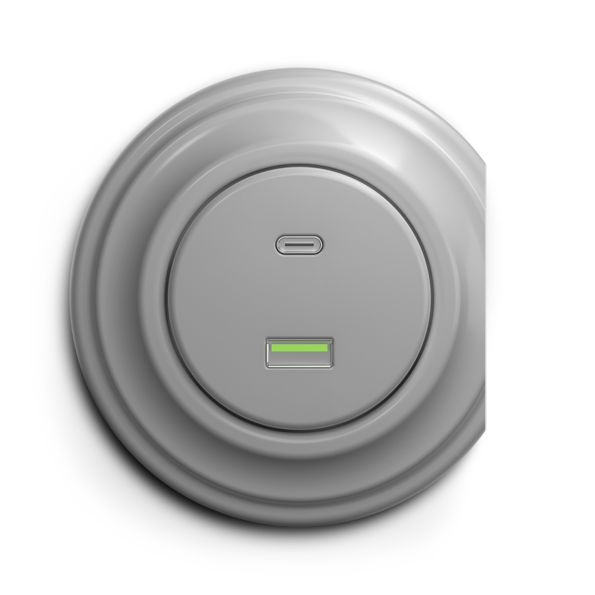 Reblig - Retro keret nélküli USB aljzat A+C szürke