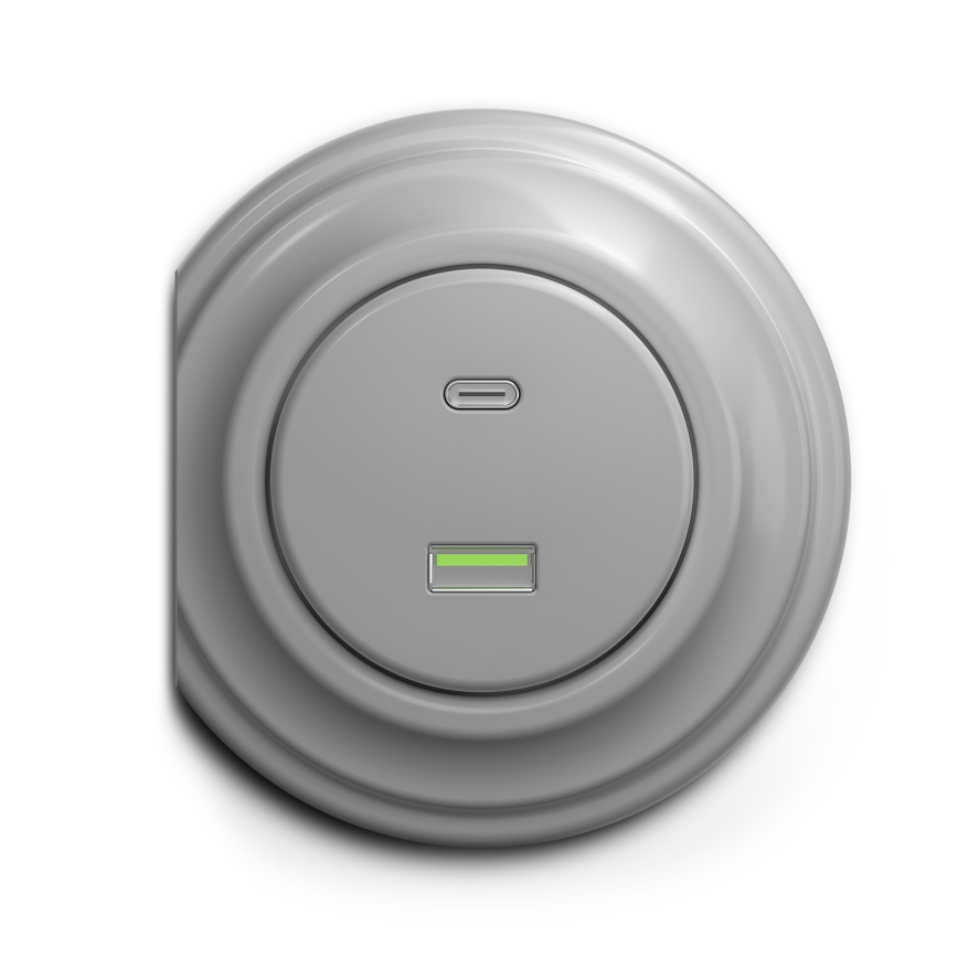 Reblig - Retro keret nélküli USB aljzat A+C szürke