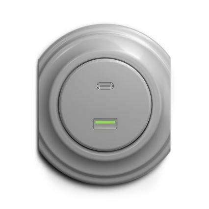 Reblig - Retro keret nélküli USB aljzat A+C szürke