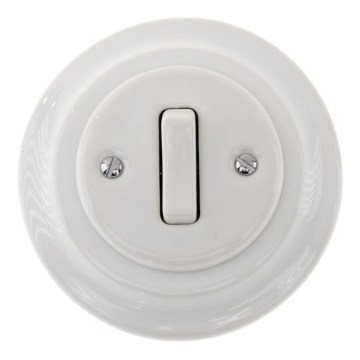 Reblig - Retro porcelán egyszerű kapcsoló 6-os kerettel, fehér