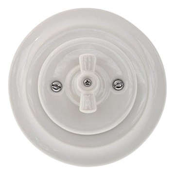 Reblig - Retro porcelán forgókapcsoló 7-es kerettel, fehér