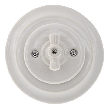 Reblig - retro porcelán forgókapcsoló kerettel č. 1 fehér