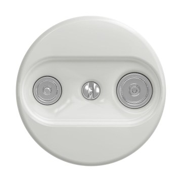 Reblig - Retro TV+R előfizetői aljzat (átvezetéses), keret nélküli, fehér kerámia