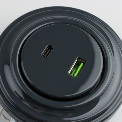 Reblig - Retro USB aljzat A+C antracit kerettel