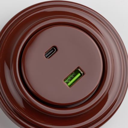 Reblig - Retro USB-aljzat A+C, barna kerettel