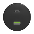 Reblig - Retro USB aljzat A+C, keret nélkül, antracit
