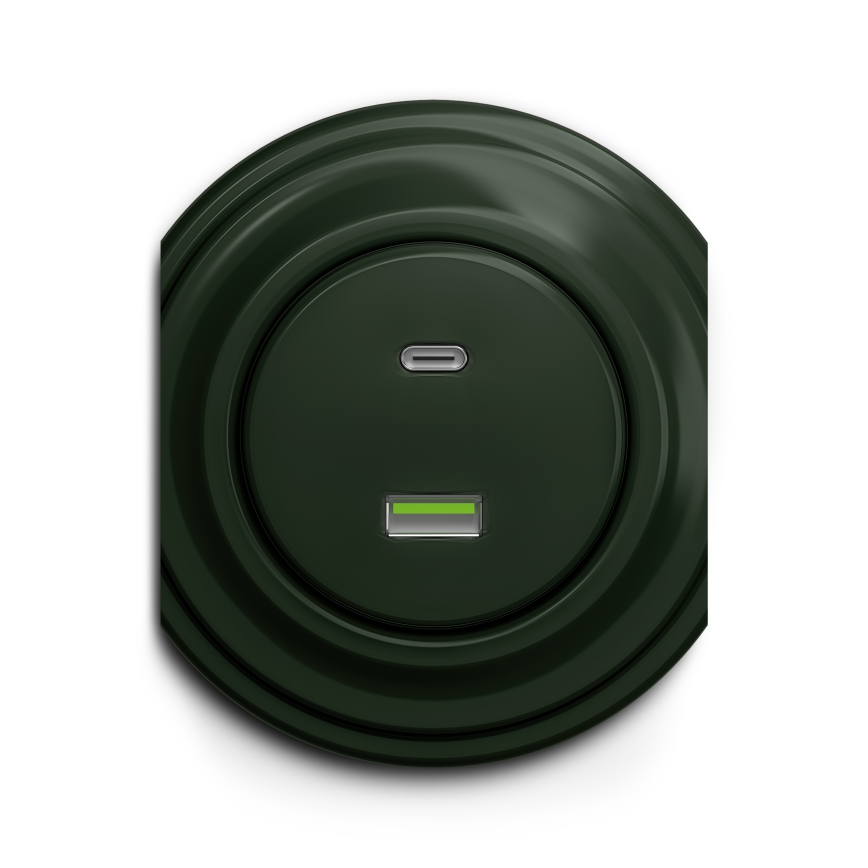 Reblig - Retro USB aljzat A+C keret nélkül, zöld