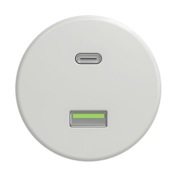 Reblig - Retro USB-aljzat A+C, keret nélküli, fehér kerámia