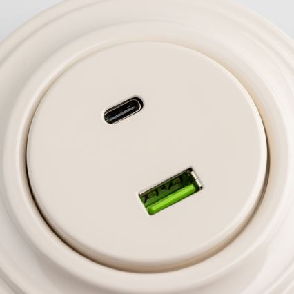 Reblig - Retro USB aljzat A+C kerettel, bézs