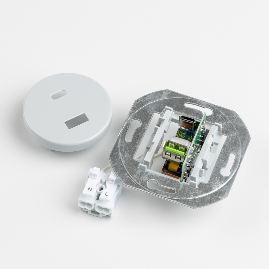 Reblig - Retro USB-aljzat A+C, kerettel, szürke