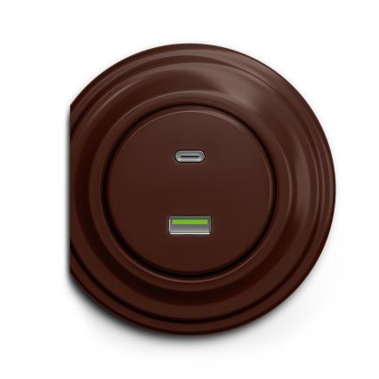 Reblig - Retro USB konnektor A+C, keret nélküli, barna