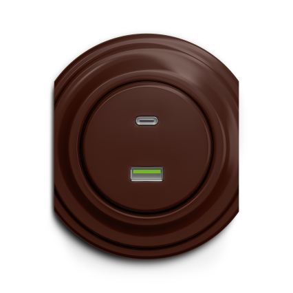 Reblig - Retro USB konnektor A+C, keret nélküli, barna
