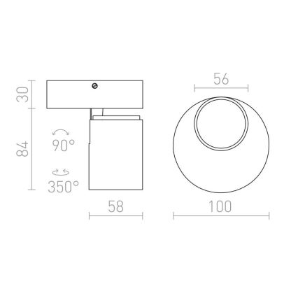RED - Design Rendl - R12076 - Fali spotlámpa DUGME 1xGU10/35W/230V