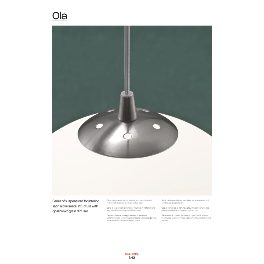 Redo 01-1065 - Csillár zsinóron OLA 1xE27/42W/230V átm. 30 cm