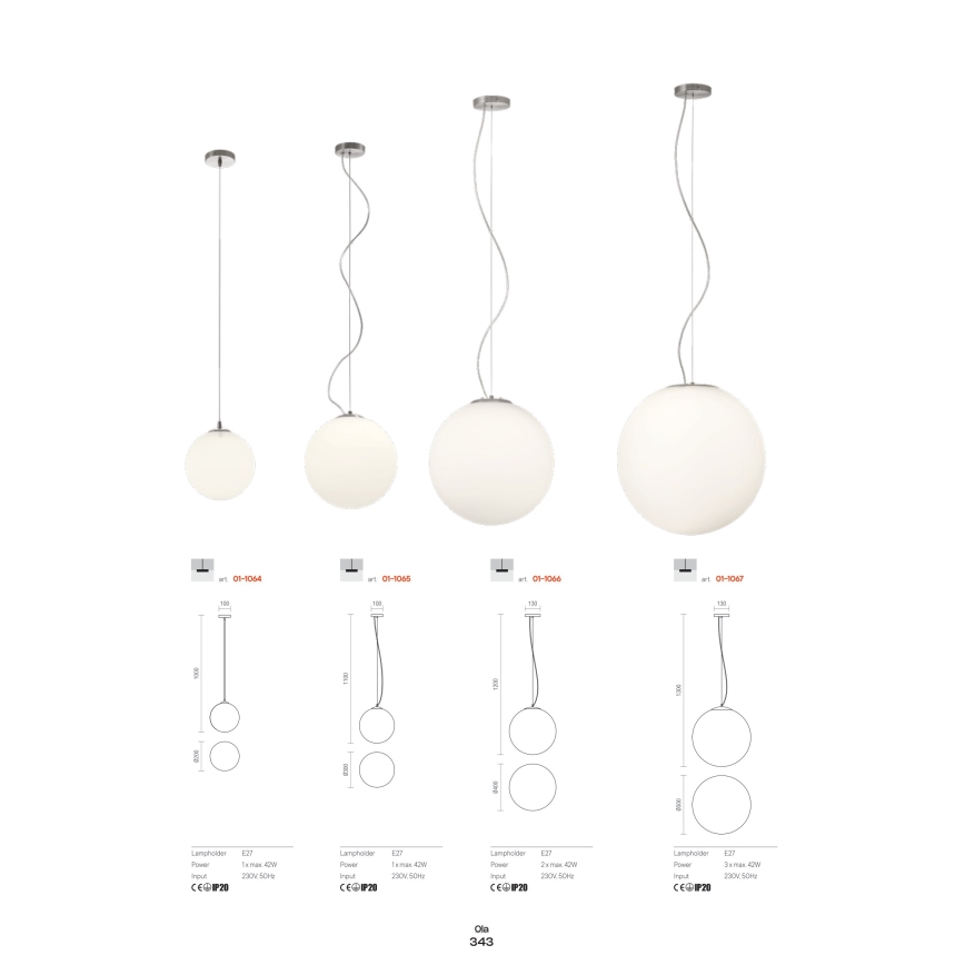 Redo 01-1065 - Csillár zsinóron OLA 1xE27/42W/230V átm. 30 cm