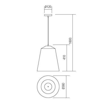 Redo 01-1104 - Csillár zsinóron AYLA 1xE27/42W/230V átm. 36 cm arany