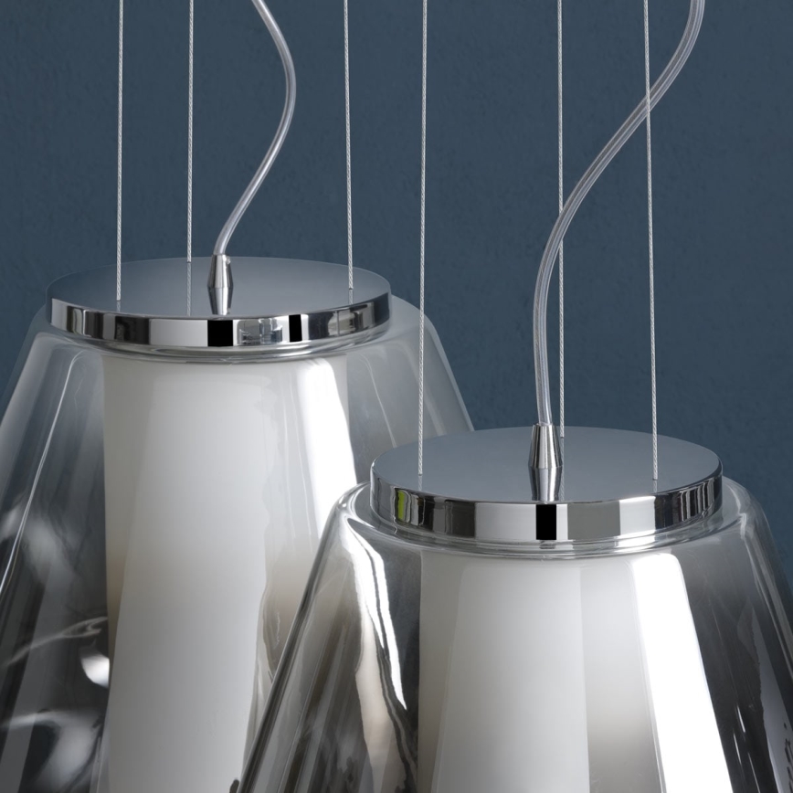 Redo 01-1139 - FUSION kábelre függesztett lámpa 1xE27/42W/230V Ø 30 cm fényes króm/füstszínű