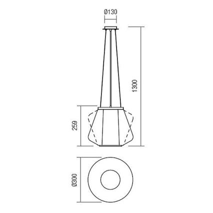 Redo 01-1139 - FUSION kábelre függesztett lámpa 1xE27/42W/230V Ø 30 cm fényes króm/füstszínű