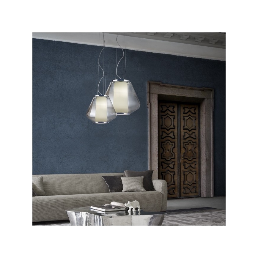 Redo 01-1140 - Csillár zsinóron FUSION 1xE27/42W/230V átm. 38 cm szürke