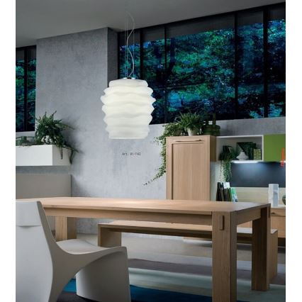 Redo 01-1141 - Kábeles függőlámpa MAGMA 1xE27/42W/230V, átm. 30 cm, fényes króm/fehér