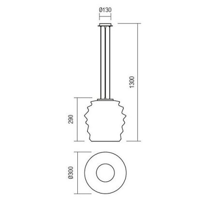 Redo 01-1141 - Kábeles függőlámpa MAGMA 1xE27/42W/230V, átm. 30 cm, fényes króm/fehér