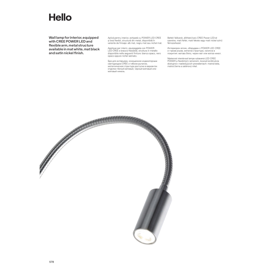 Redo 01-1195 - LED Rugalmas kislámpa HELLO LED/3W/230V matt króm