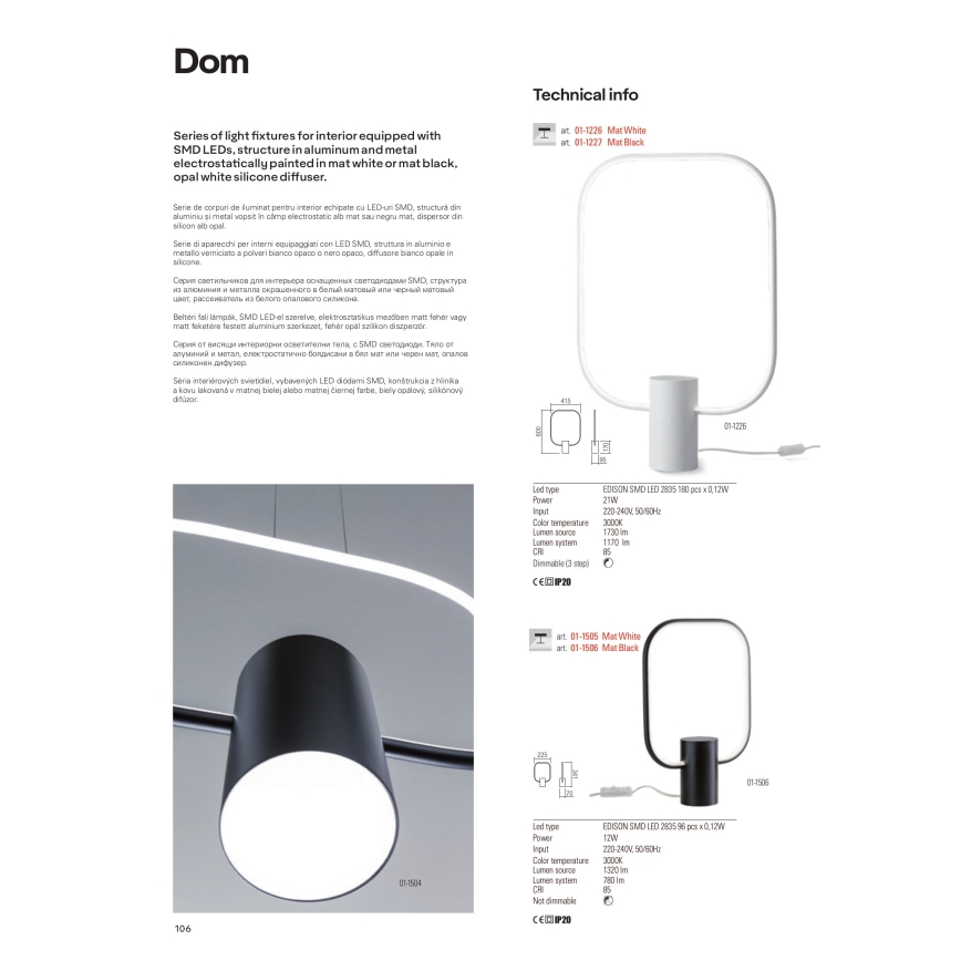 Redo 01-1227 - LED dimmelhető asztali lámpa DOM LED/21W/230V fekete