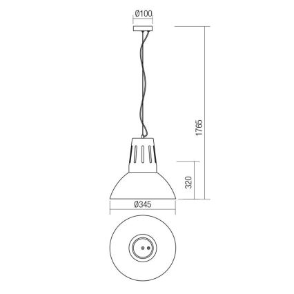 Redo 01-1282 - PEEP kábeles függőlámpa 1xE27/42W/230V, Ø 34,5 cm, fehér