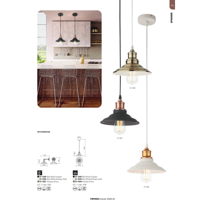 Redo 01-1293 - Csillár zsinóron SPINNER 1xE27/42W/230V