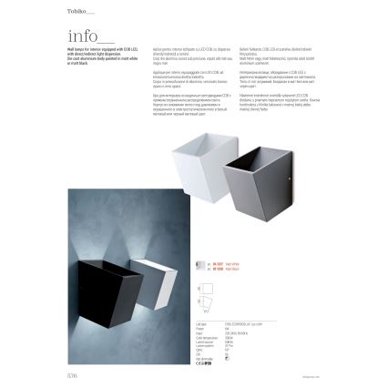 Redo 01-1317 - LED Fali lámpa TOBIKO LED/6W/230V CRI 90 fehér