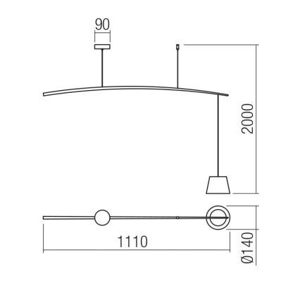 Redo 01-1498 - LED Csillár zsinóron LOLLI LED/6W/230V fekete