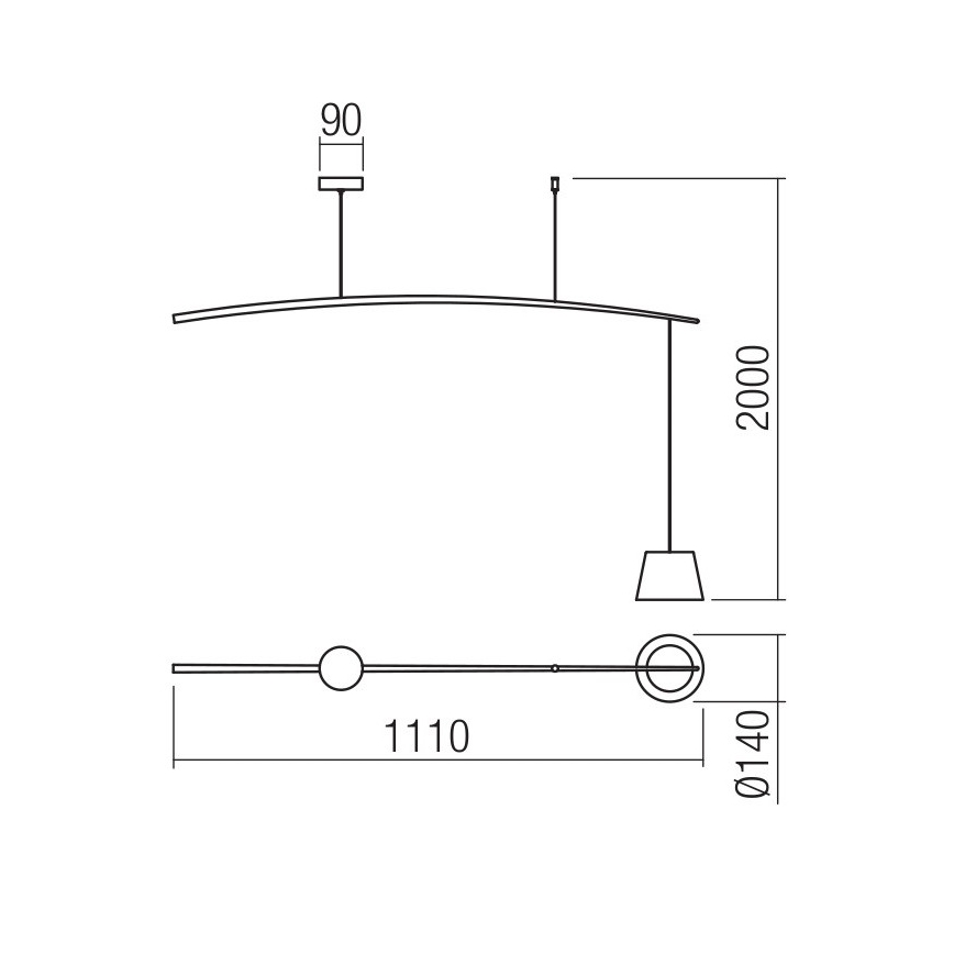 Redo 01-1498 - LED Csillár zsinóron LOLLI LED/6W/230V fekete